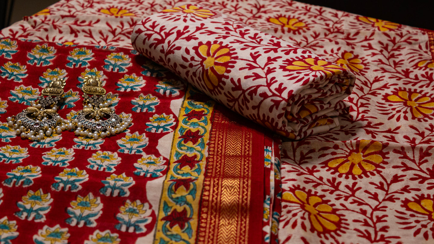 Red Maheshwari Suit