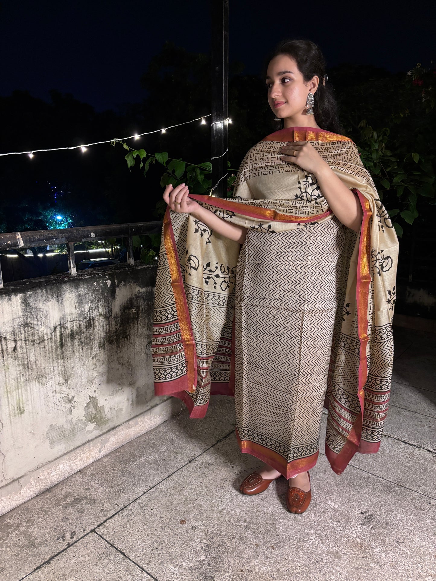 Beige Maheshwari Suit