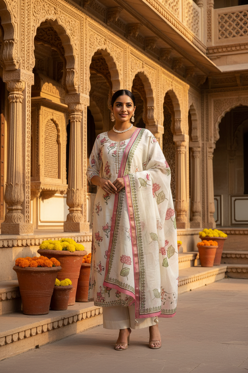 Red Lotus Handblocked Suit