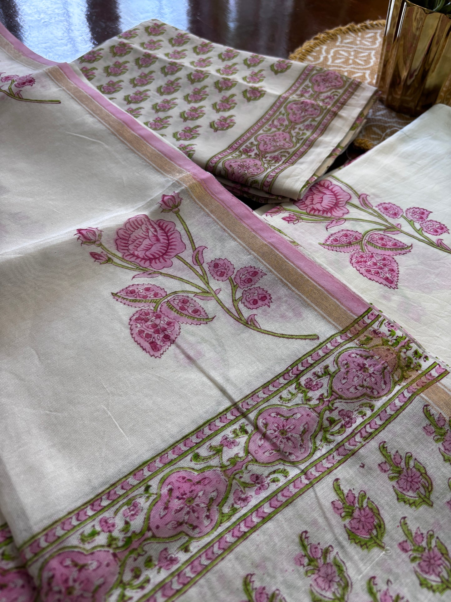 Pink Flower Chanderi Suit