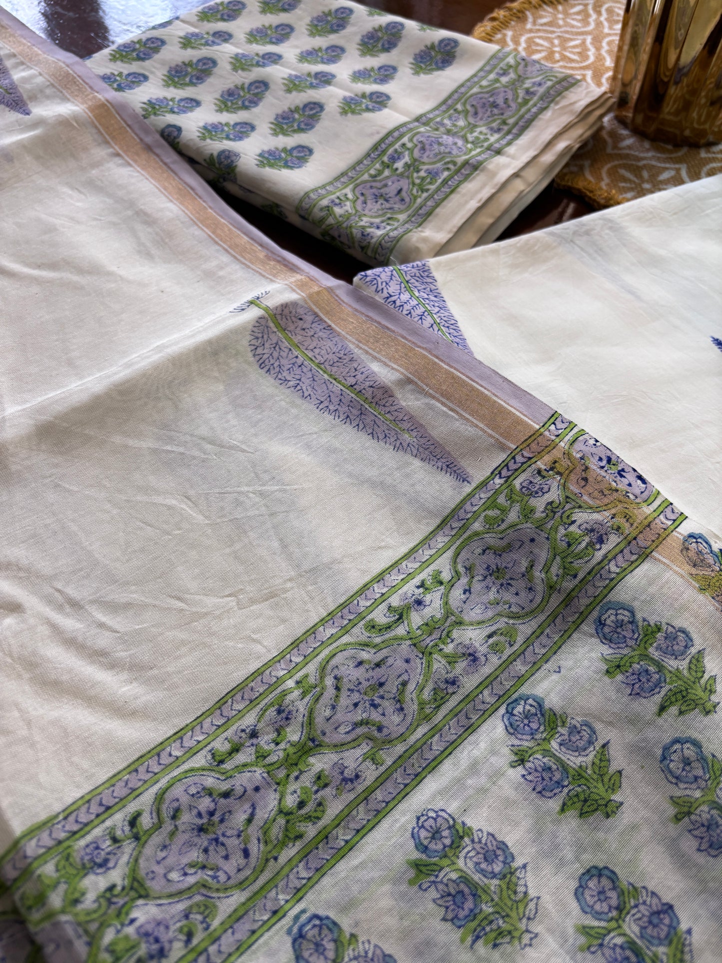 Purple Flower Chanderi Suit