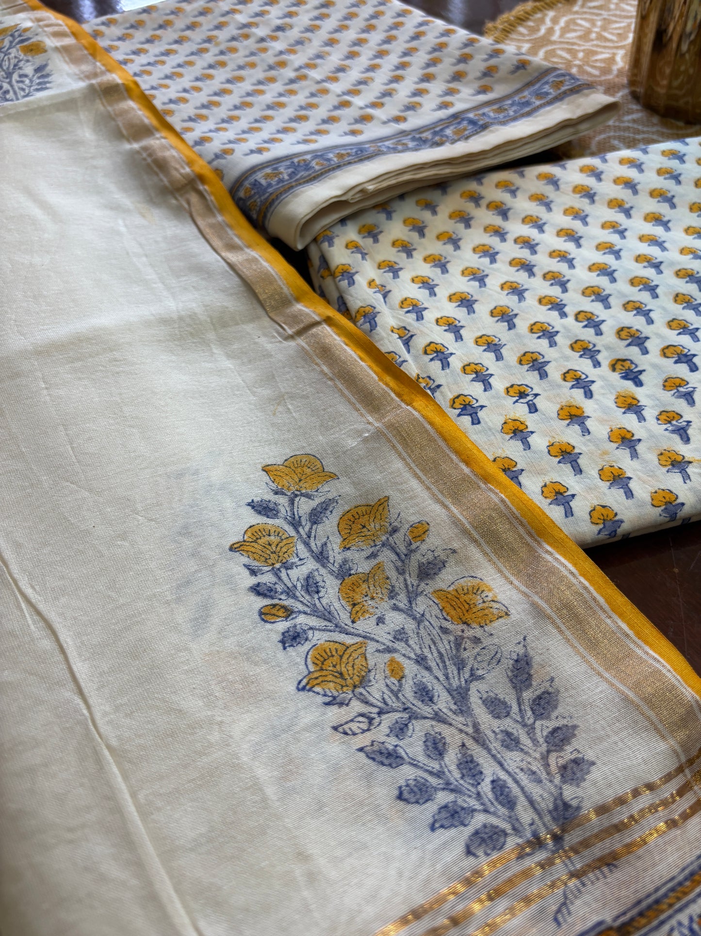 Yellow Flower Chanderi Suit