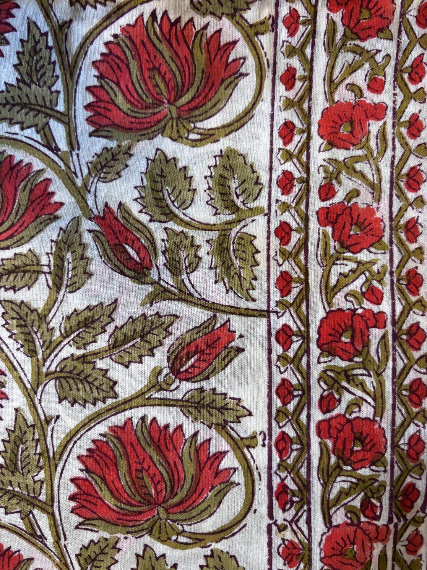 Red & Green Jaal Fabric
