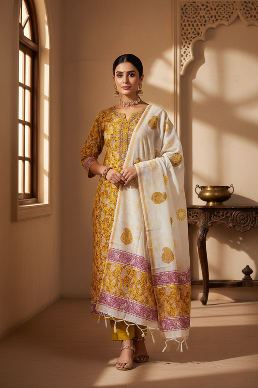 Yellow Chanderi Suit