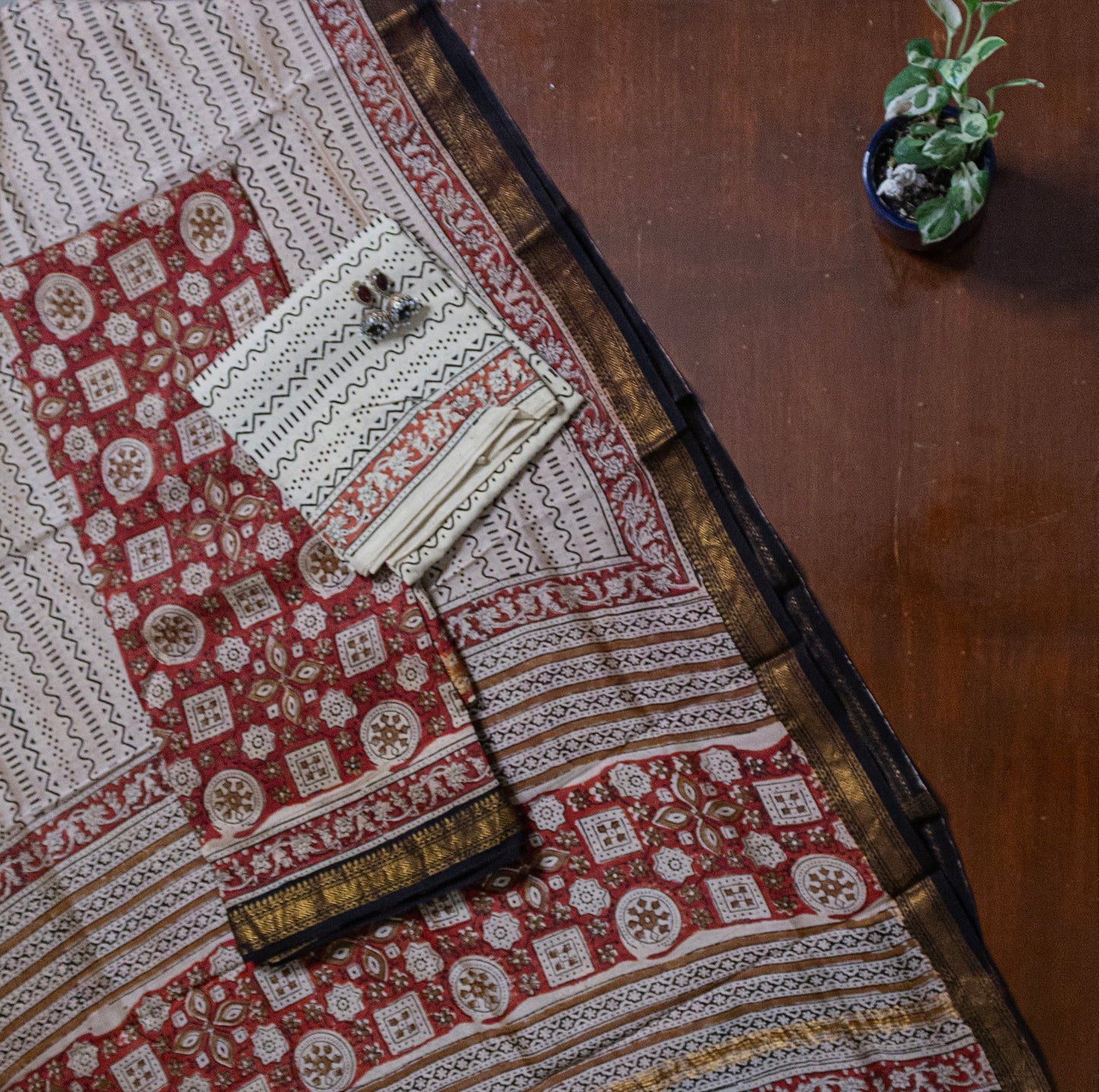 Rust Red Maheshwari Suit