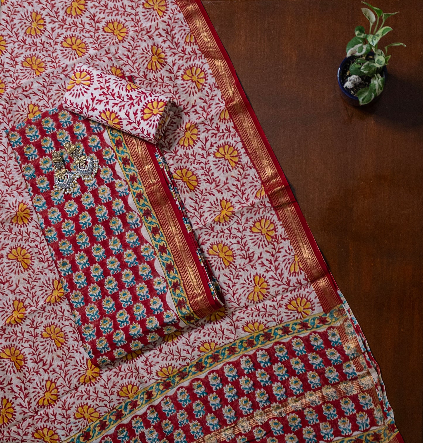 Red Maheshwari Suit