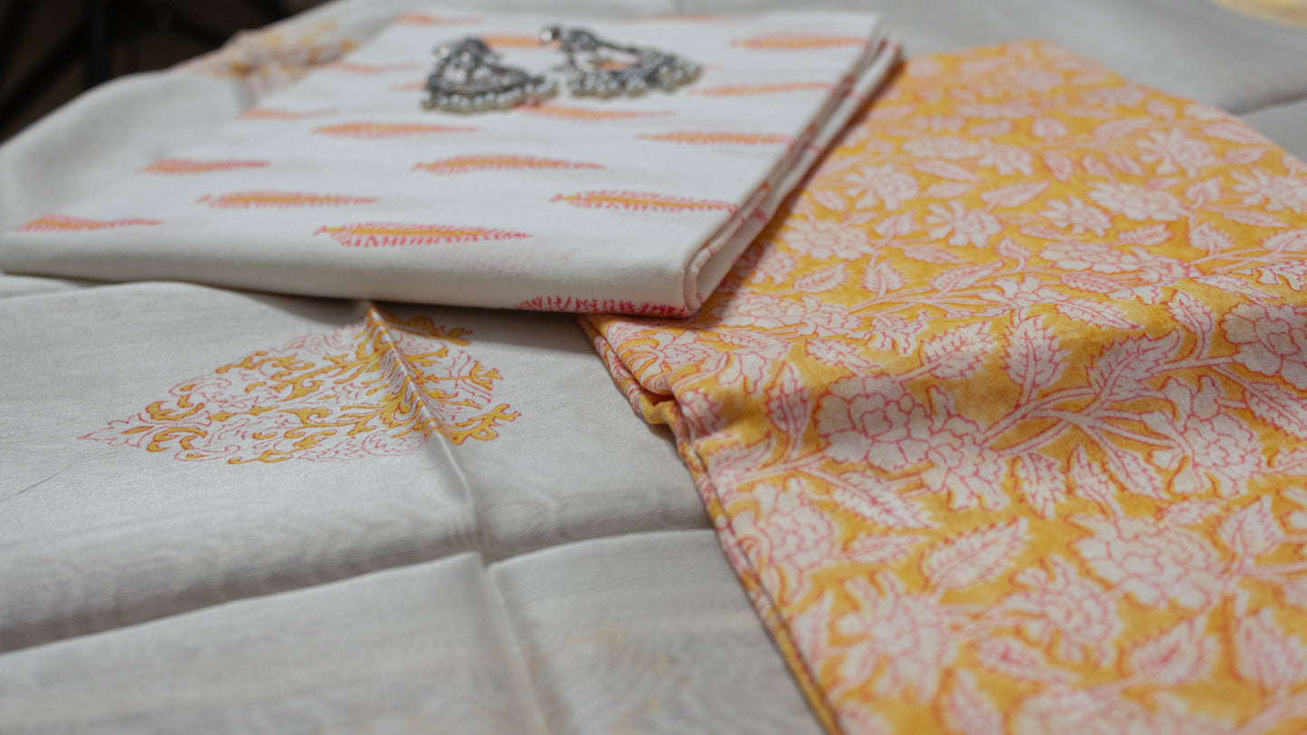 Yellow Maheshwari Suit