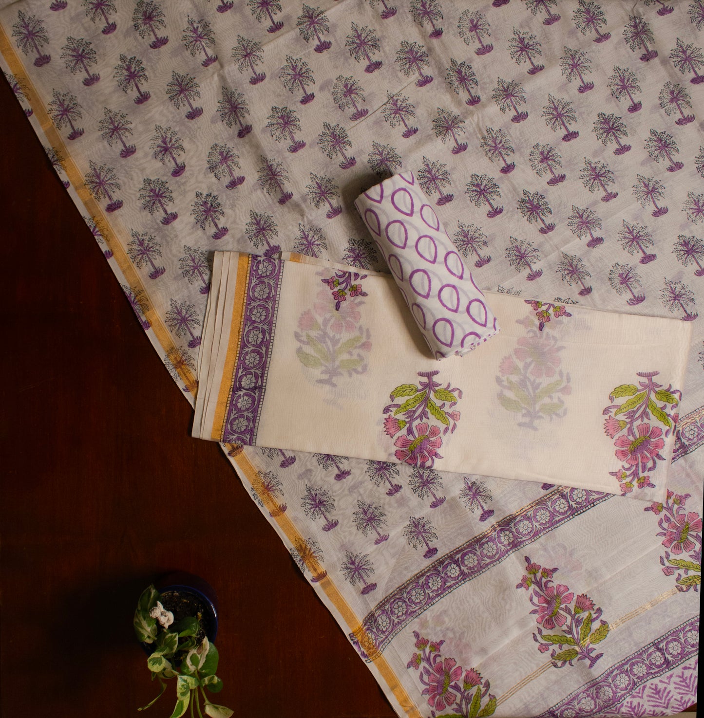 Purple Chanderi Suit