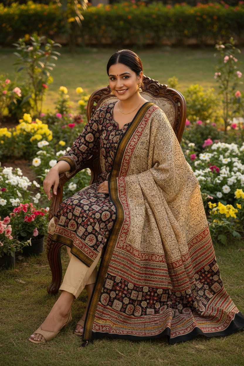 Black Maheshwari Suit
