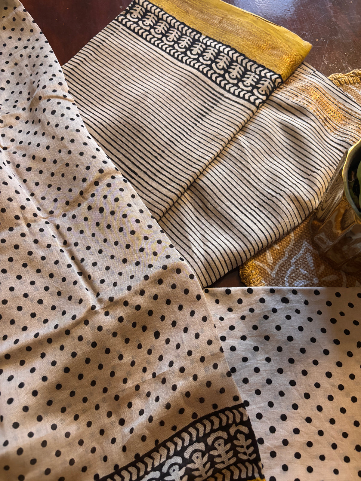 Striped Yellow Maheshwari Suit