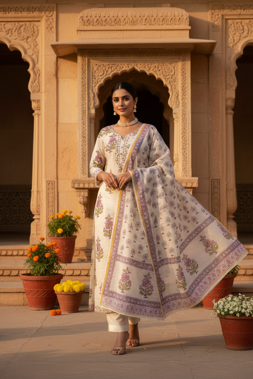 Purple Chanderi Suit