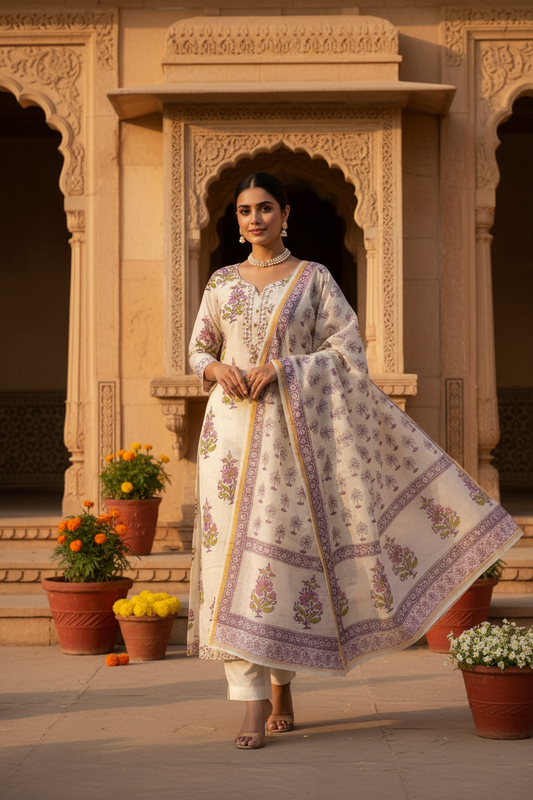 Purple Chanderi Suit
