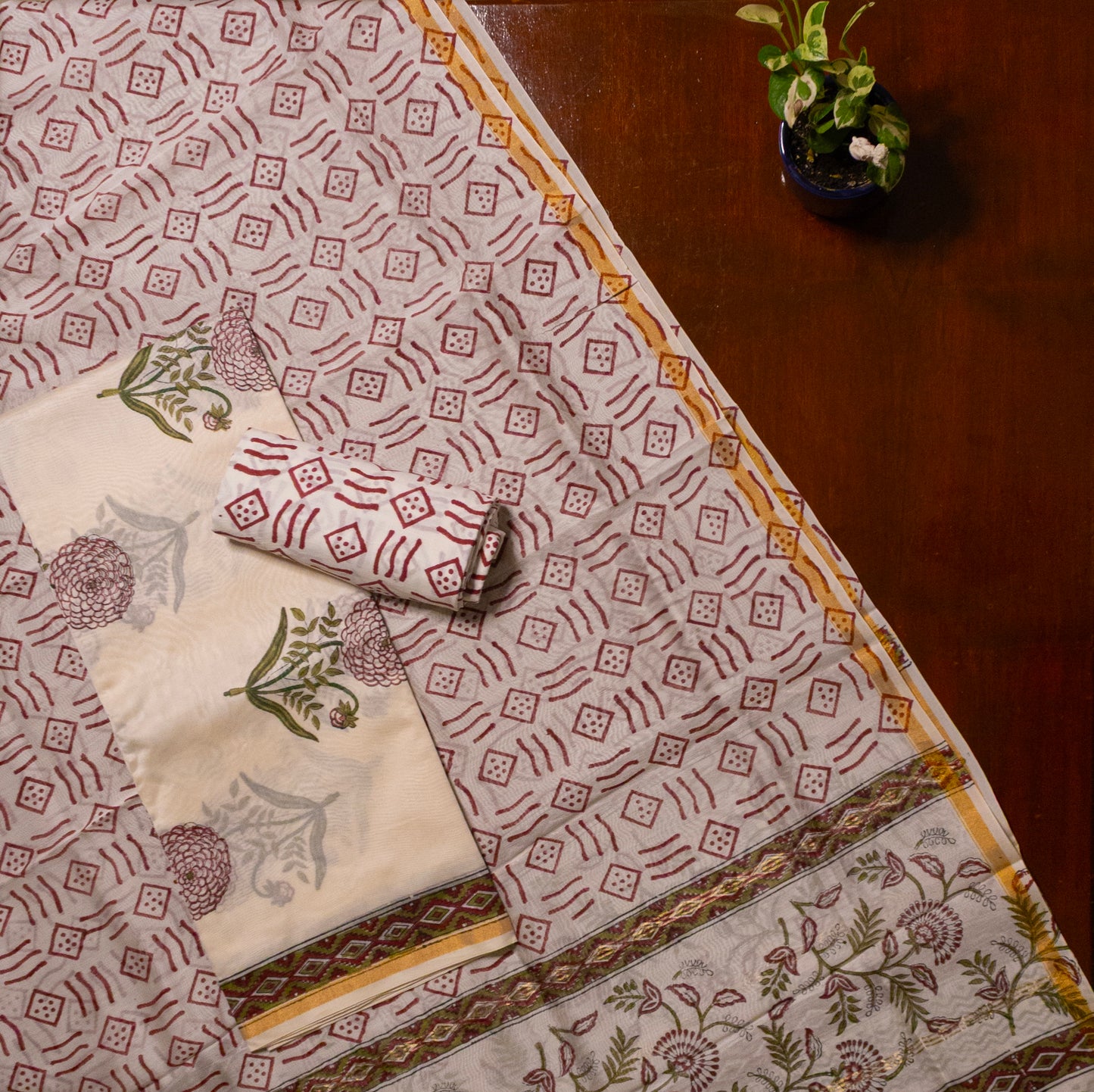 Maroon Chanderi Suit