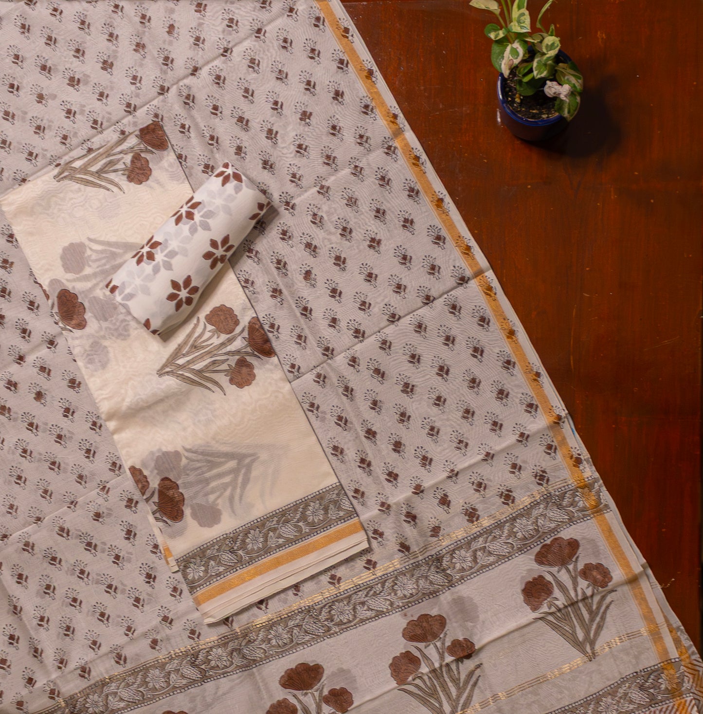 Brown Chanderi Suit