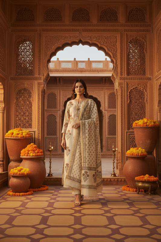 Brown Chanderi Suit