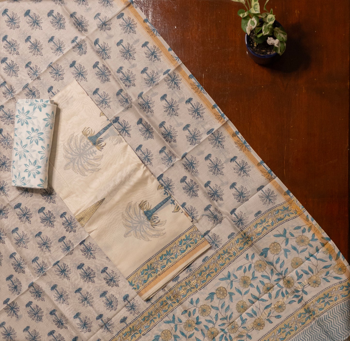 Blue Chanderi Suit