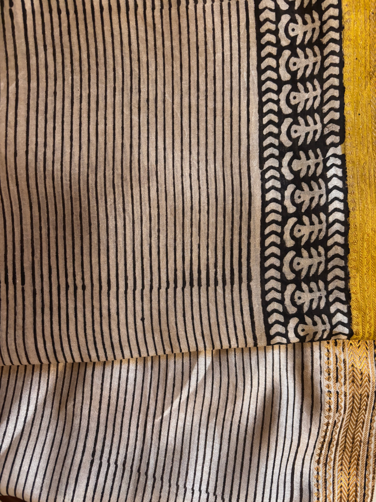 Striped Yellow Maheshwari Suit