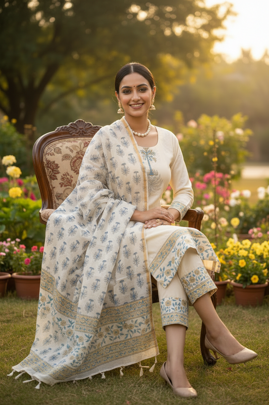 Blue Chanderi Suit
