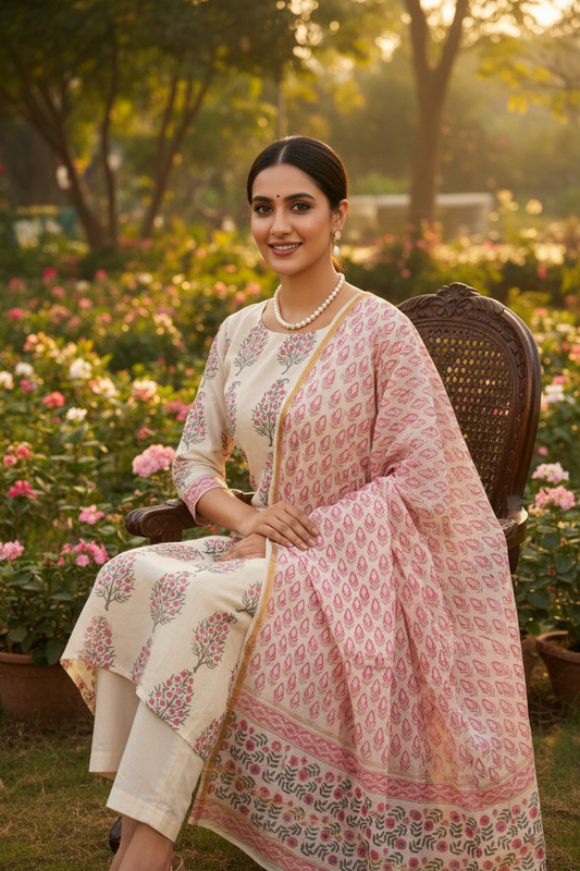 Pink Chanderi Suit