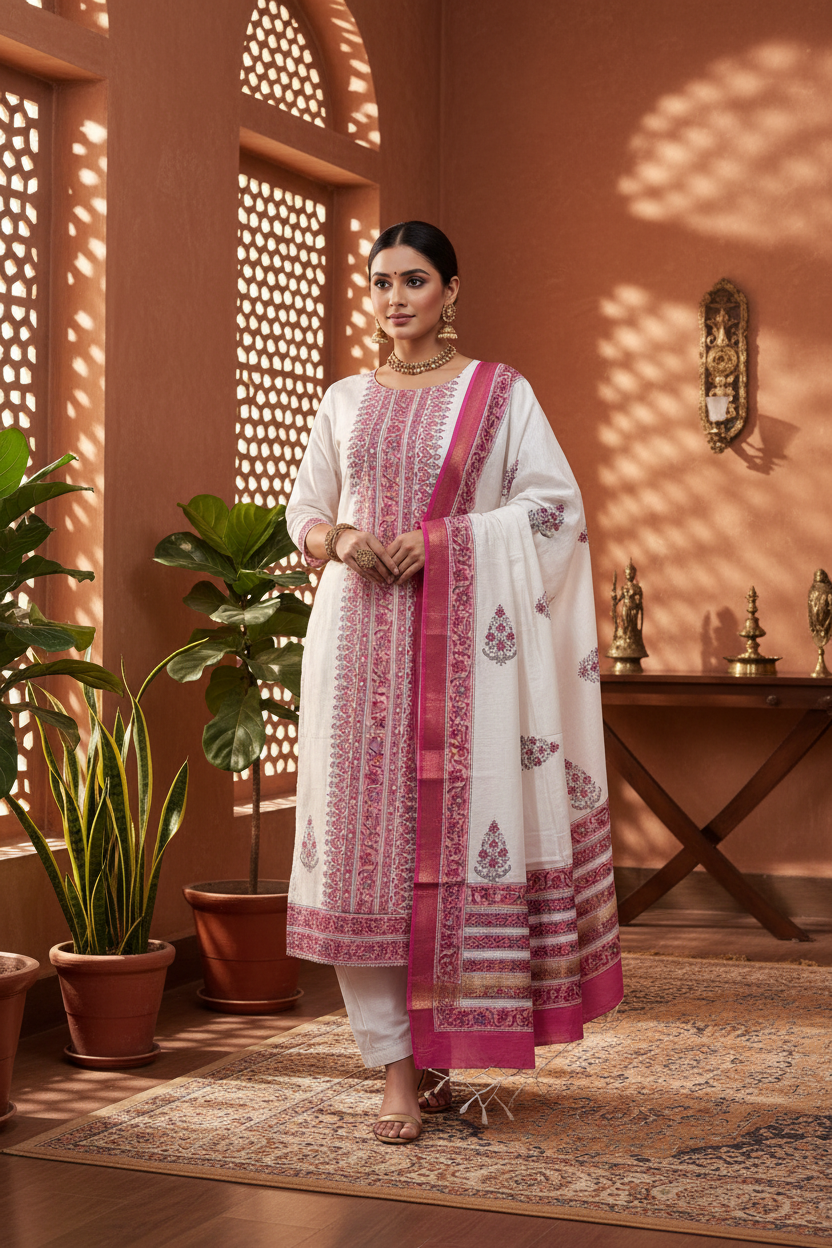 Pink Maheshwari suit