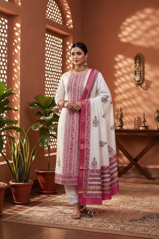 Pink Maheshwari suit