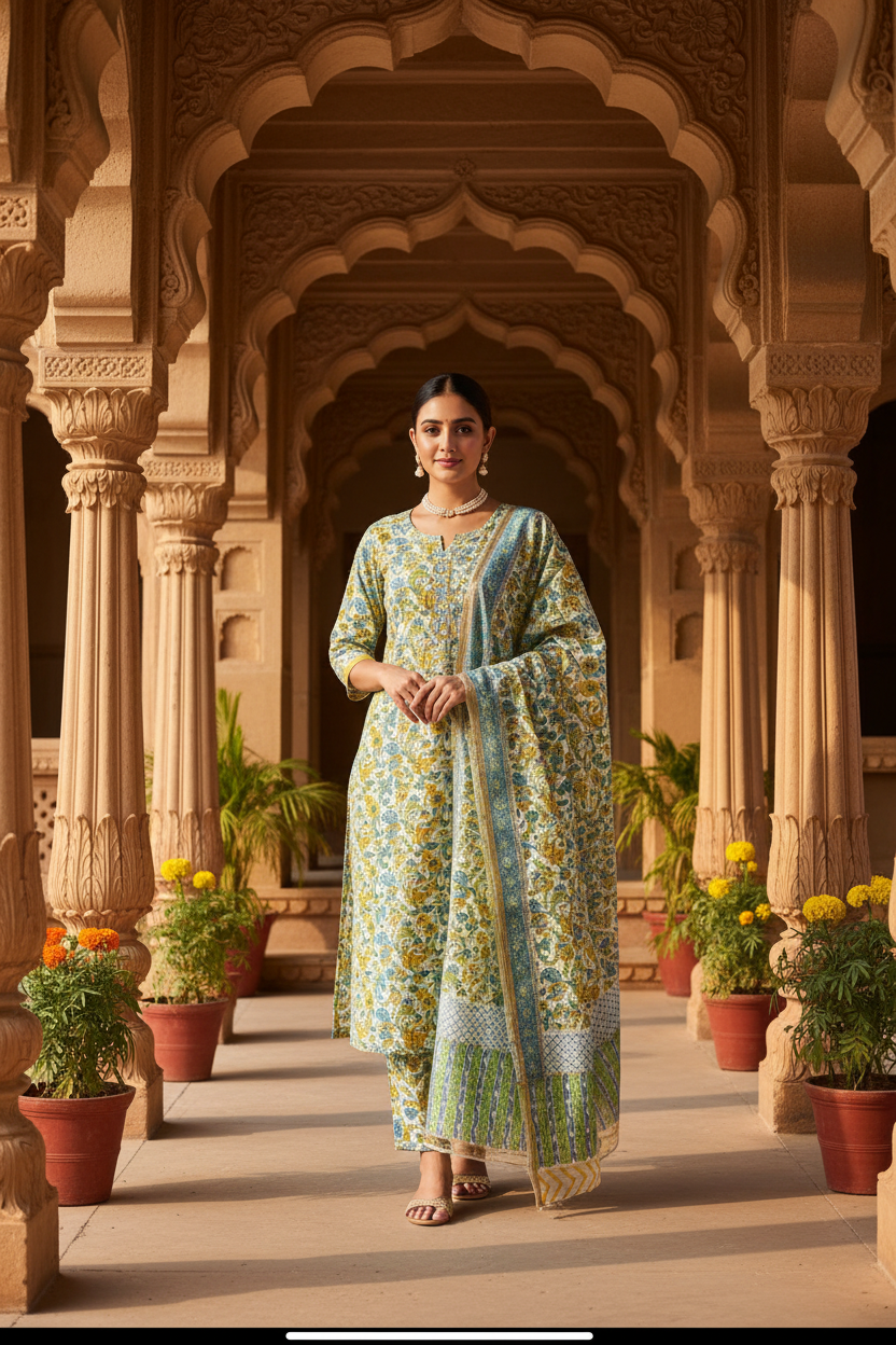 Floral Chanderi Suit