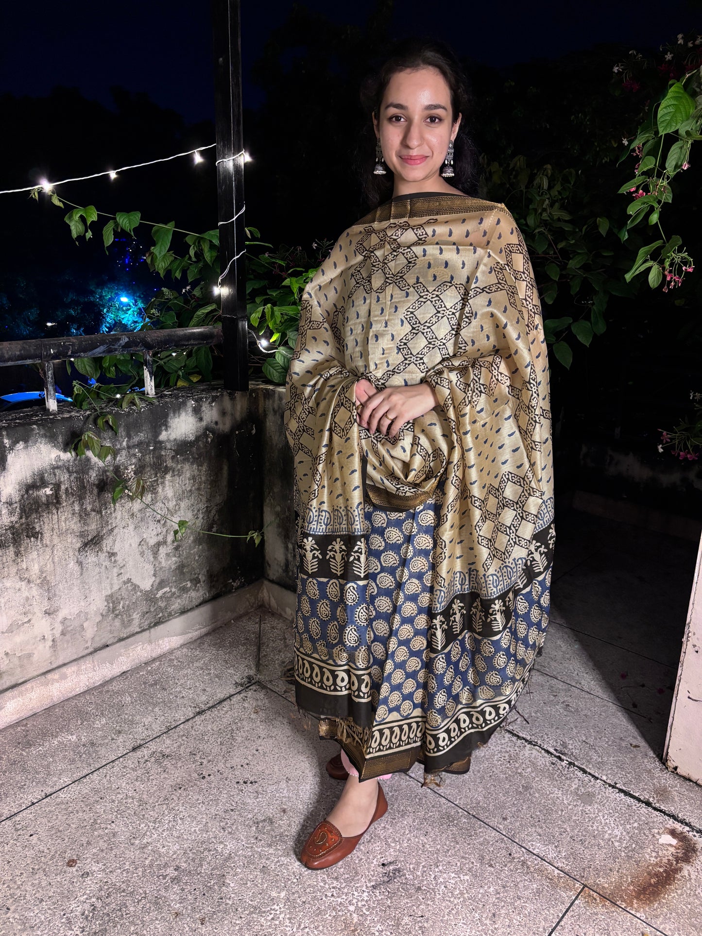 Deep Blue Maheshwari Suit