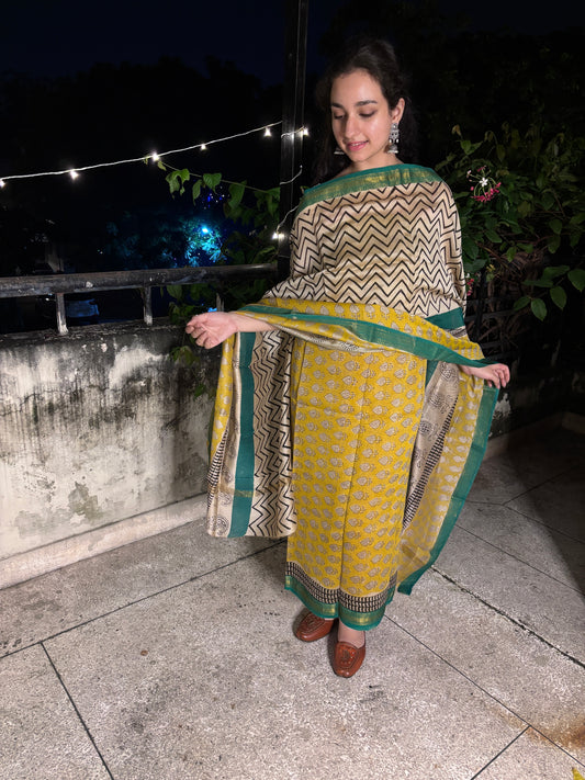 Yellow Maheshwari Suit