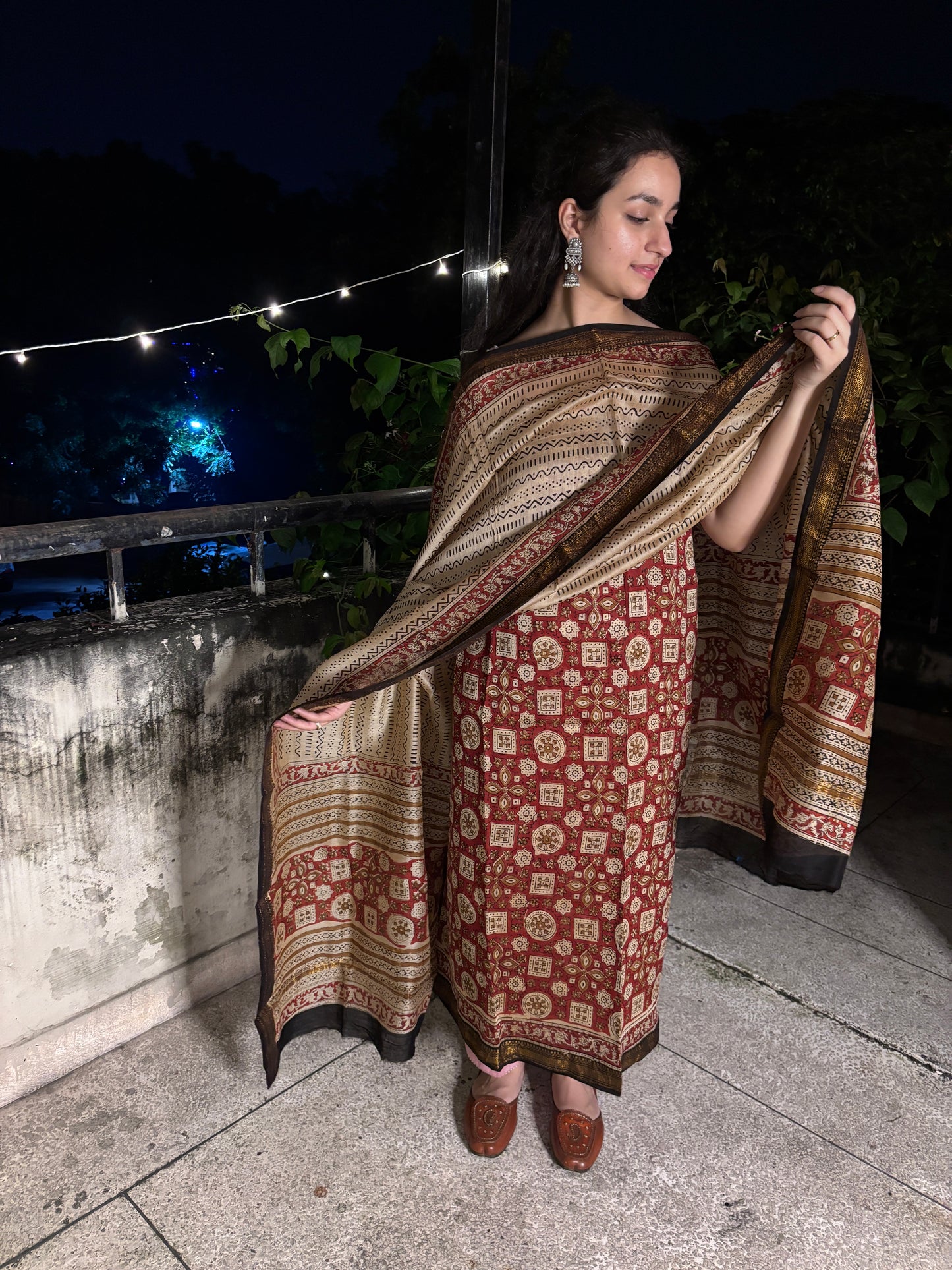 Rust Red Maheshwari Suit