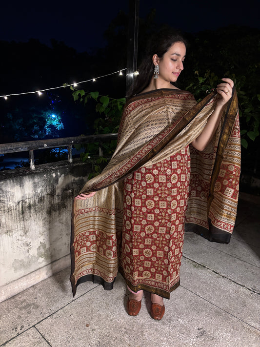 Rust Red Maheshwari Suit