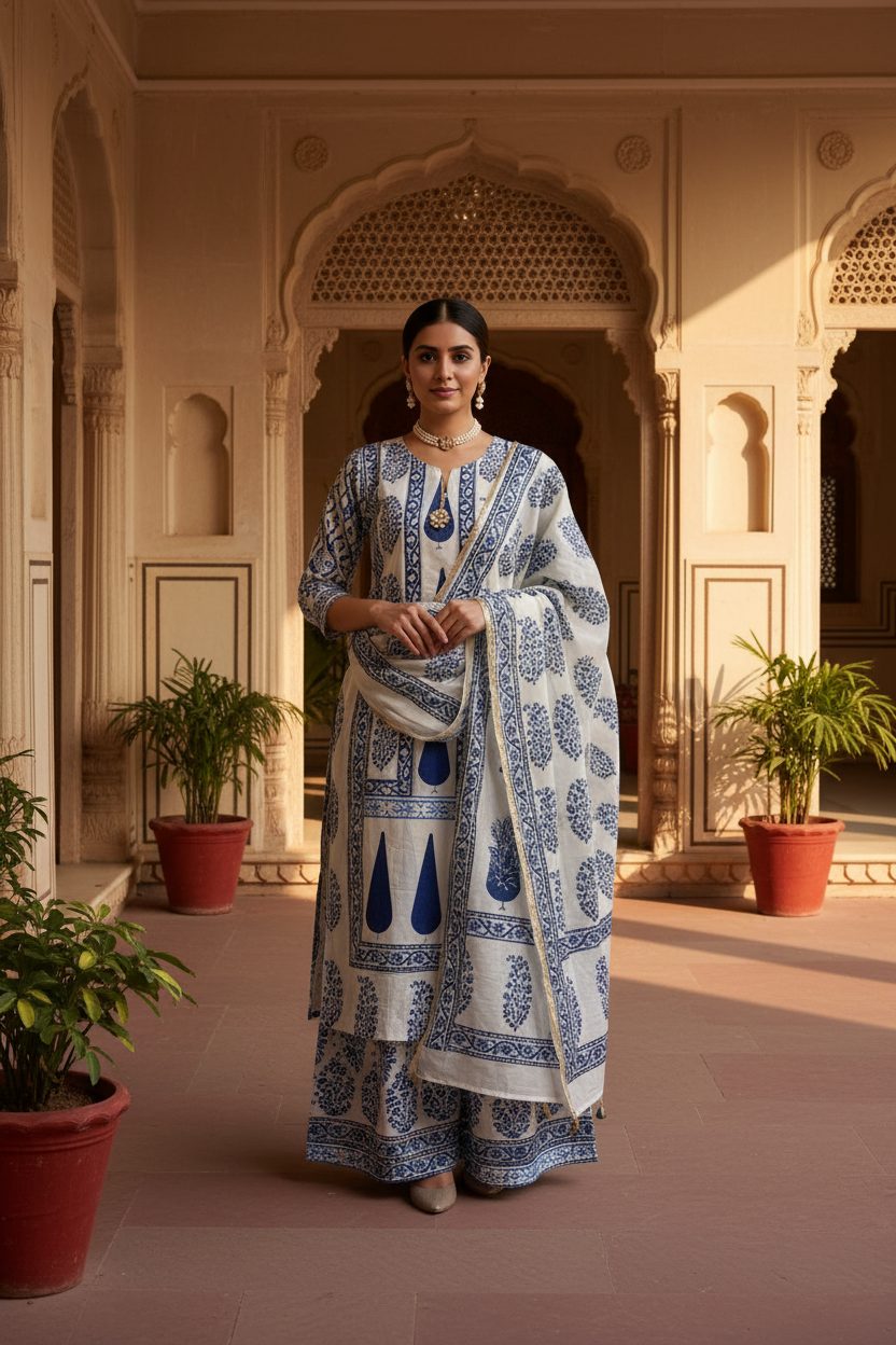 Indigo Handblocked Suit