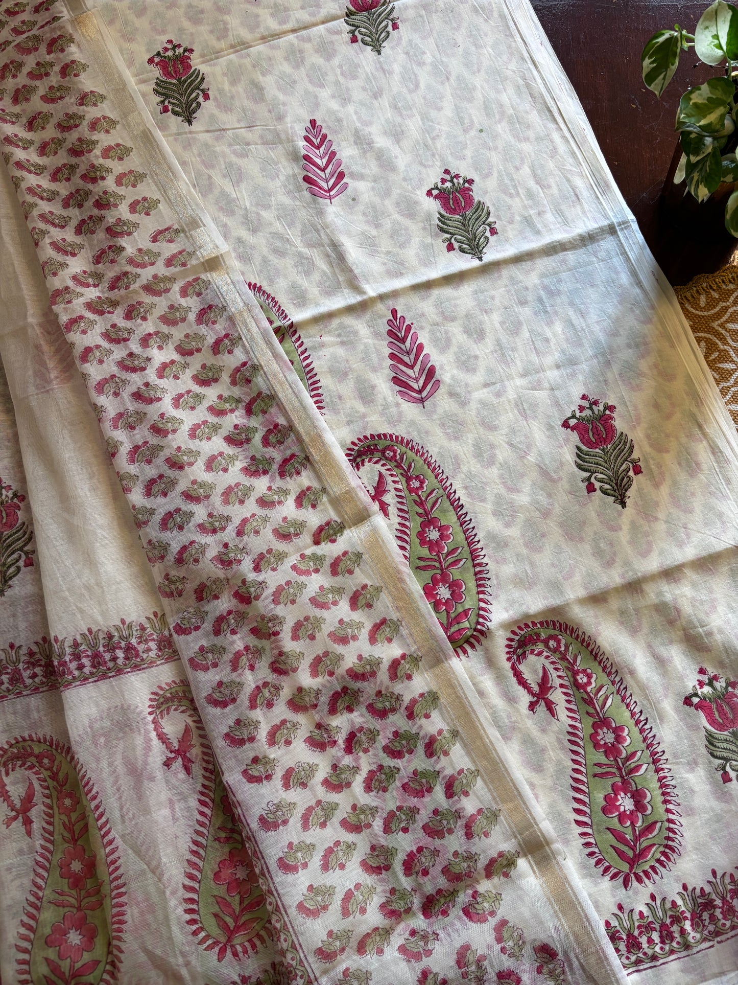 Pink Paisley Handblocked Suit