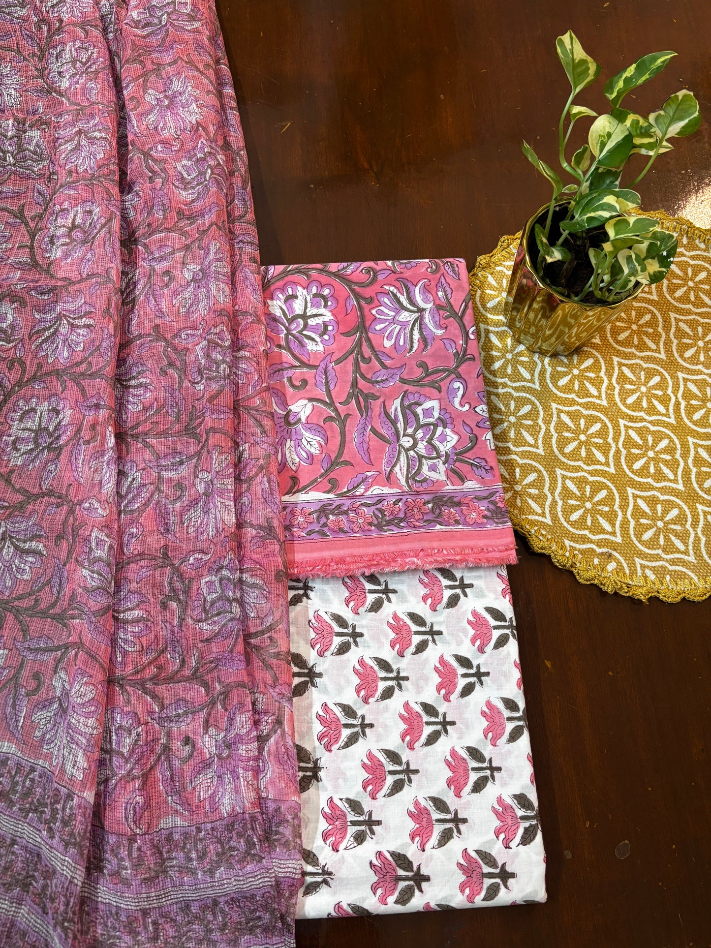 Pink Handblocked Suit