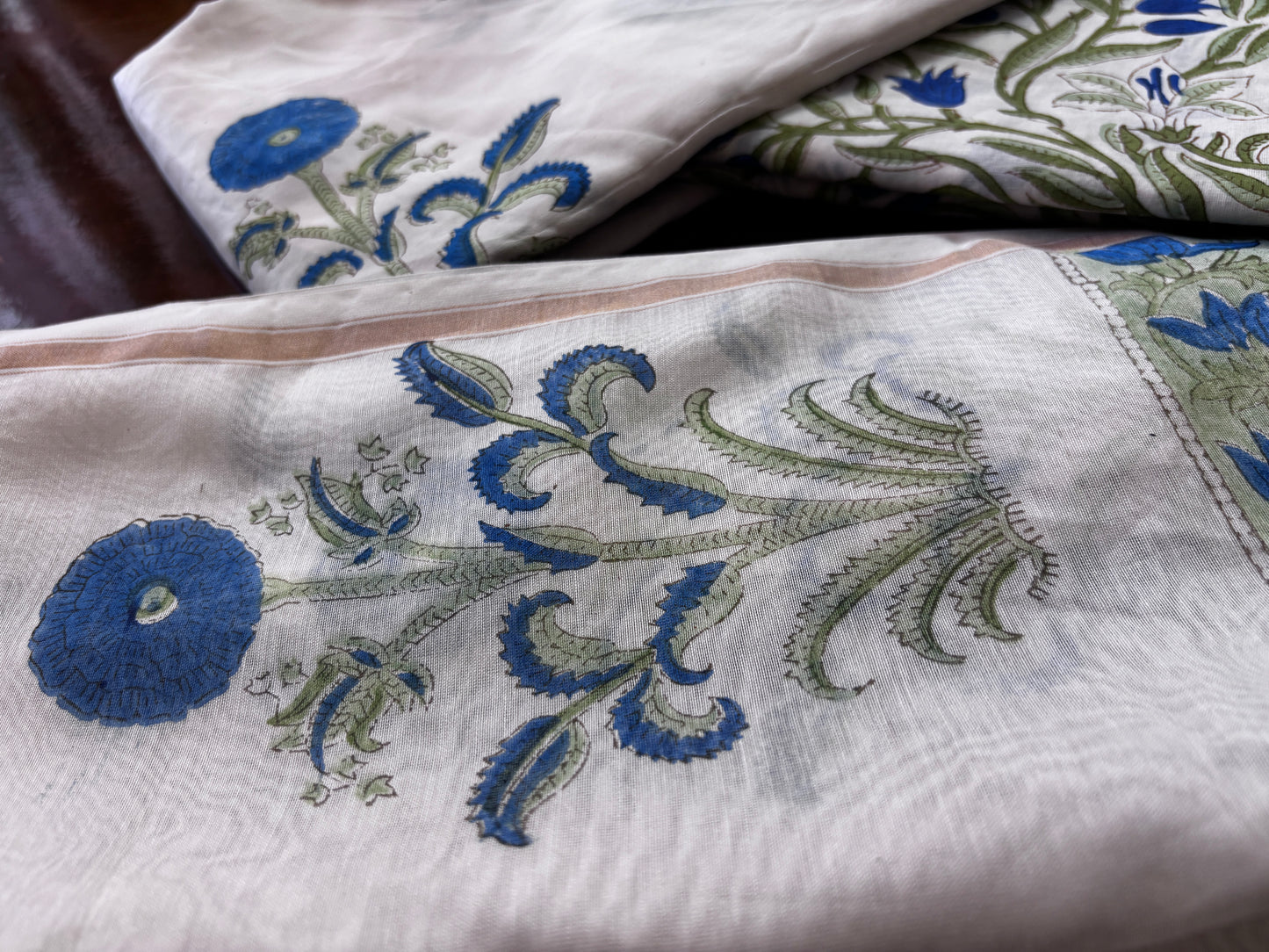 Blue Flower Chanderi Suit