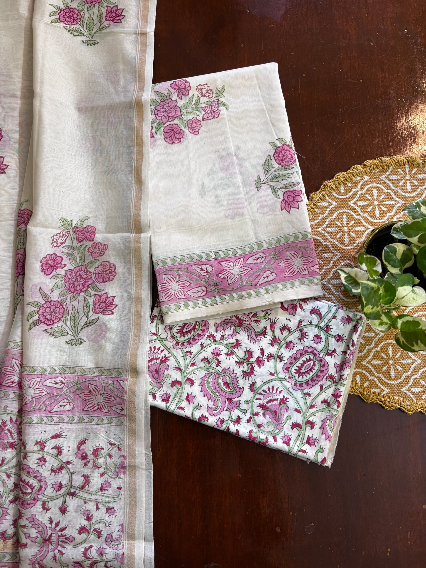 Pink Boota Chanderi Suit