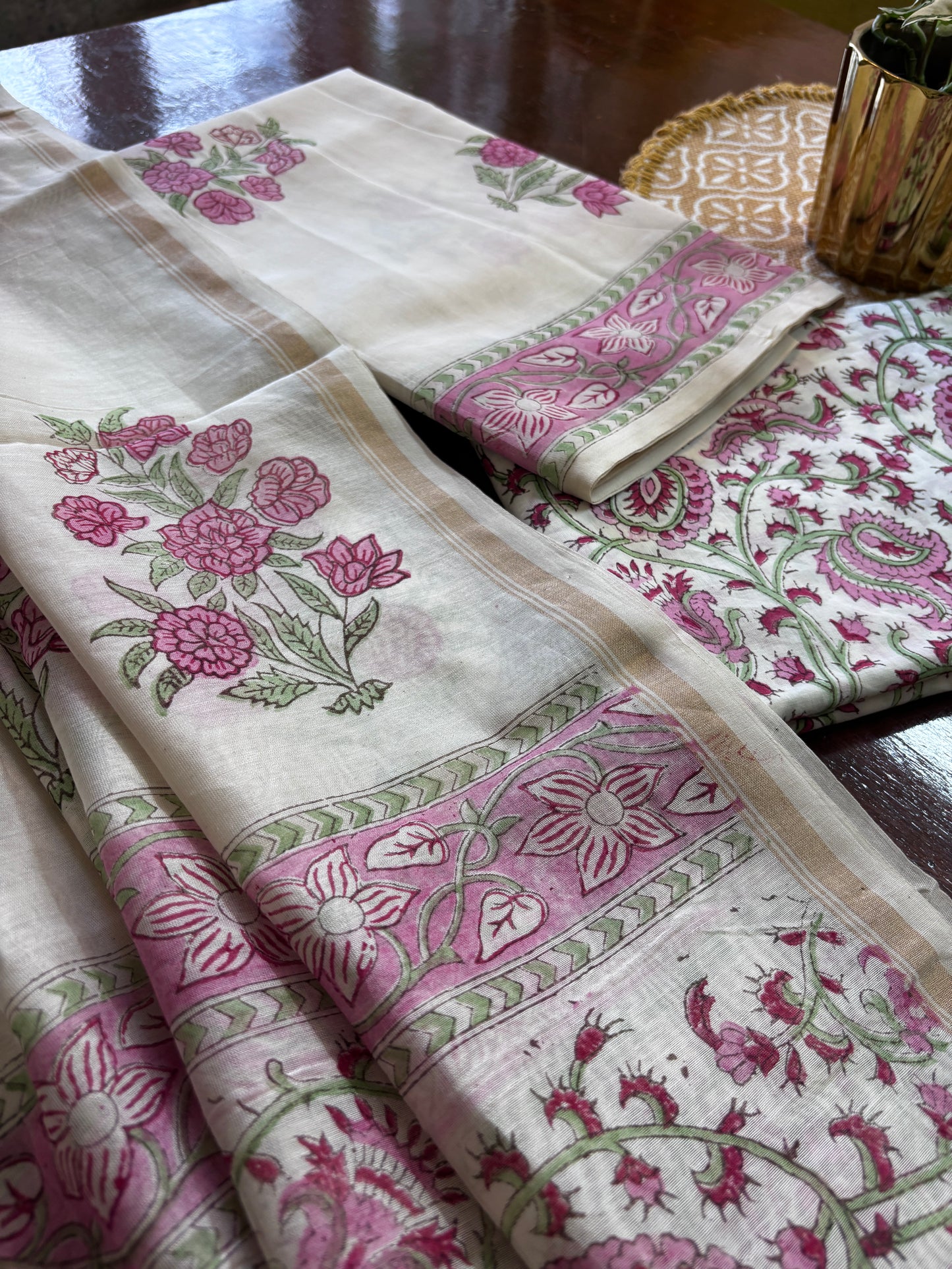 Pink Boota Chanderi Suit
