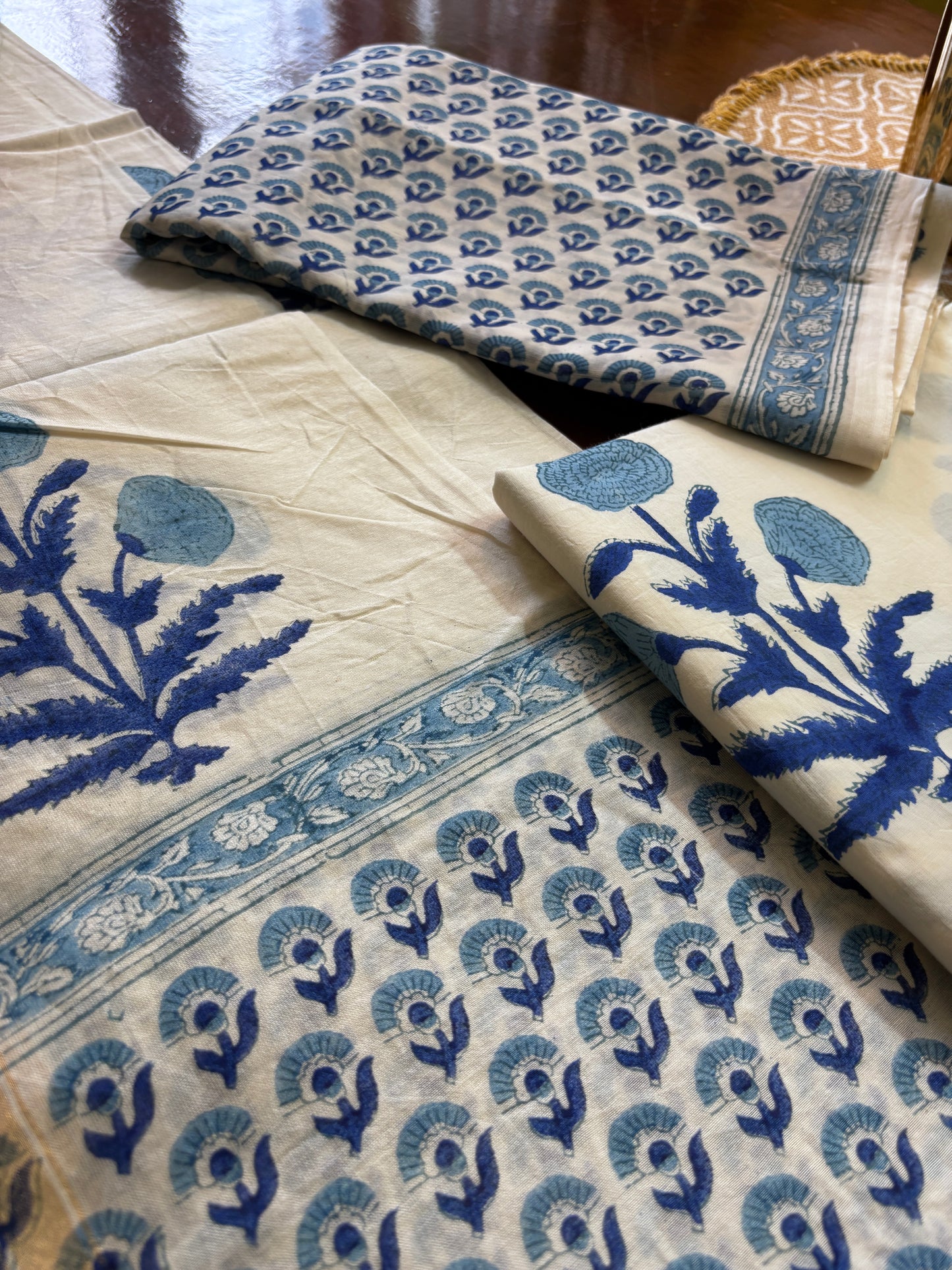 Deep Blue Flower Chanderi Suit