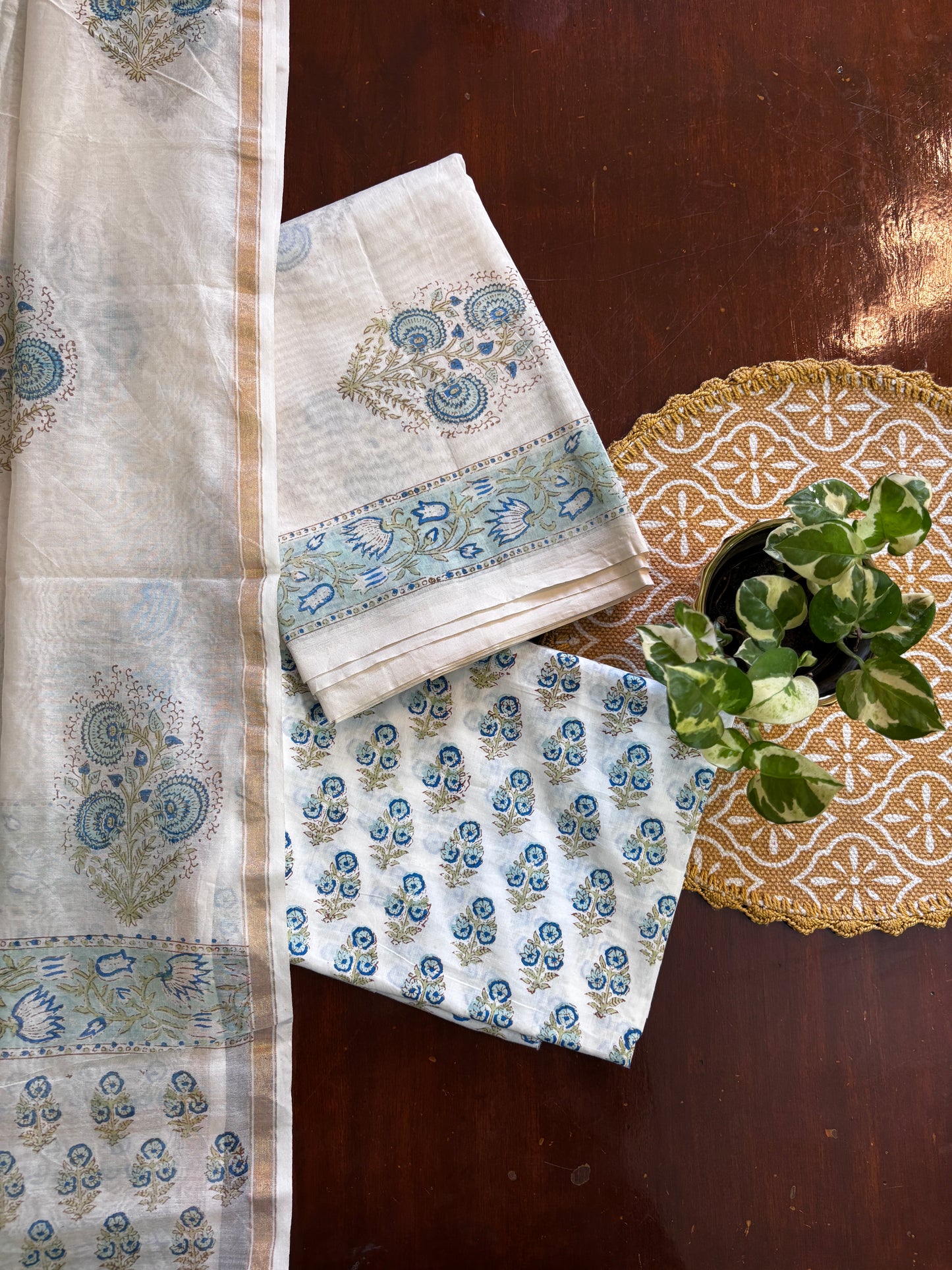 Blue Boota Chanderi Suit