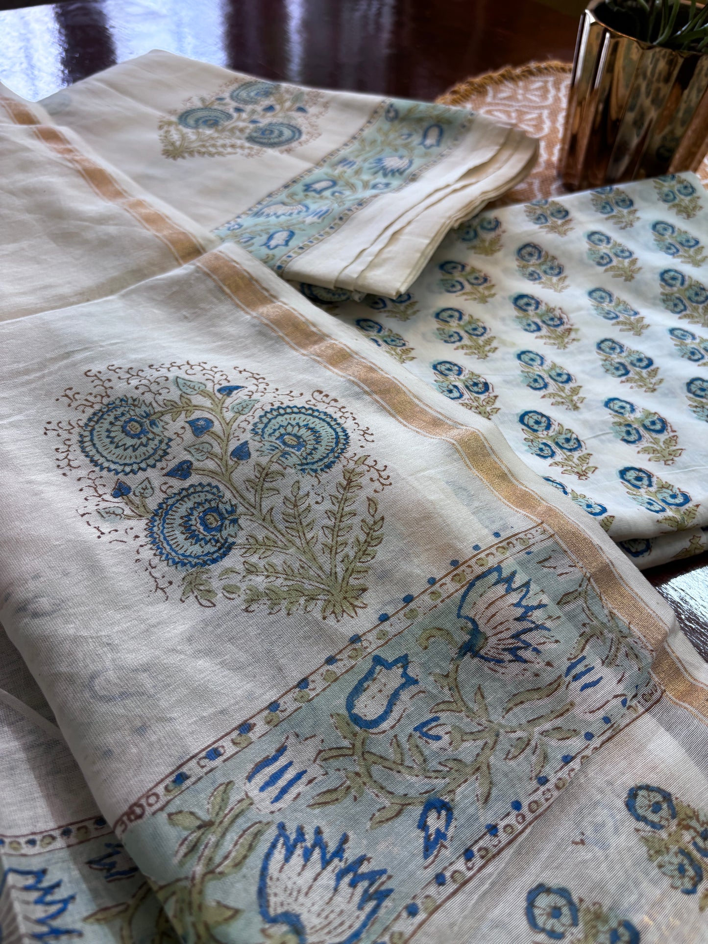 Blue Boota Chanderi Suit