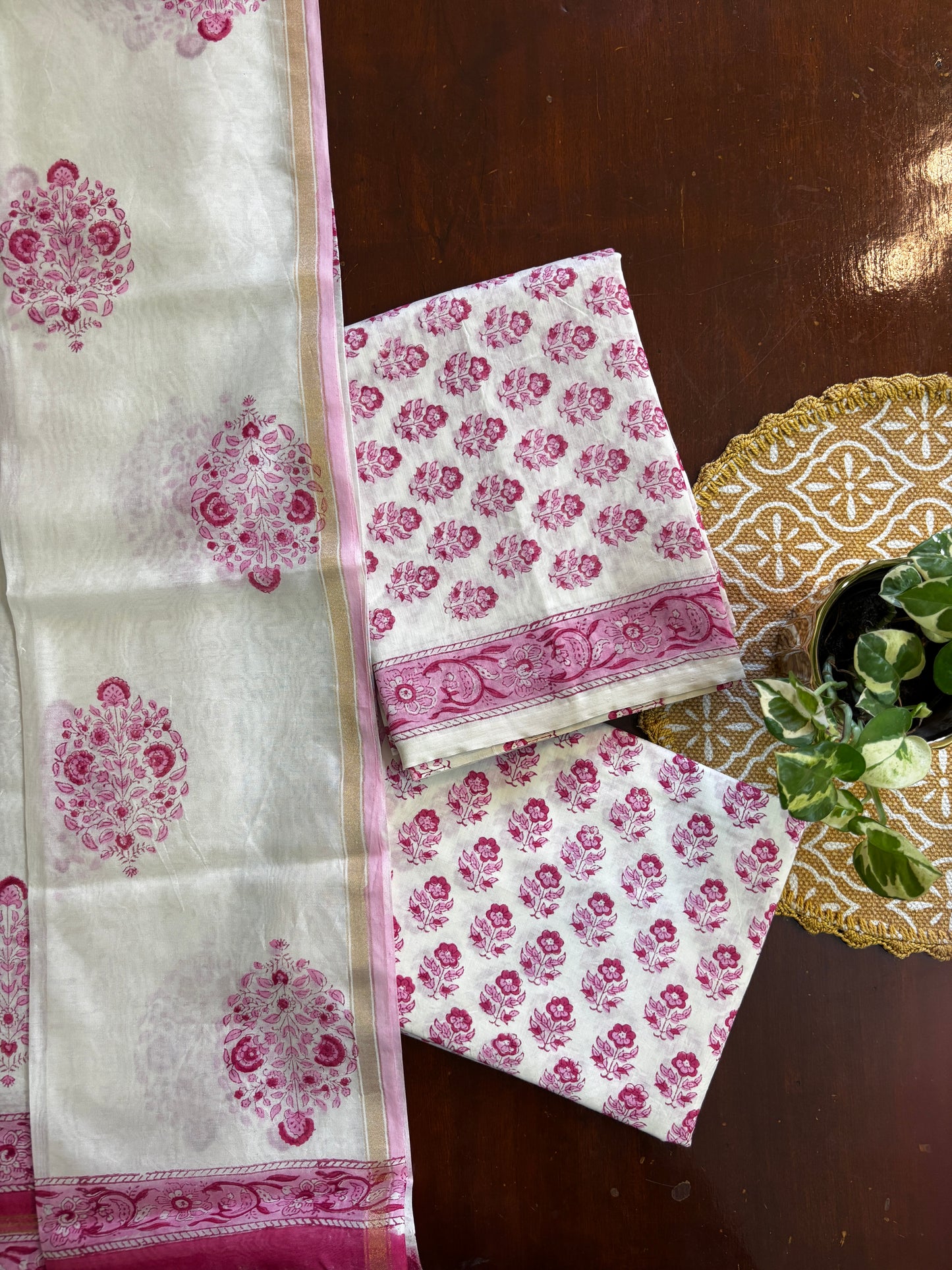 Pink Boota Chanderi Suit