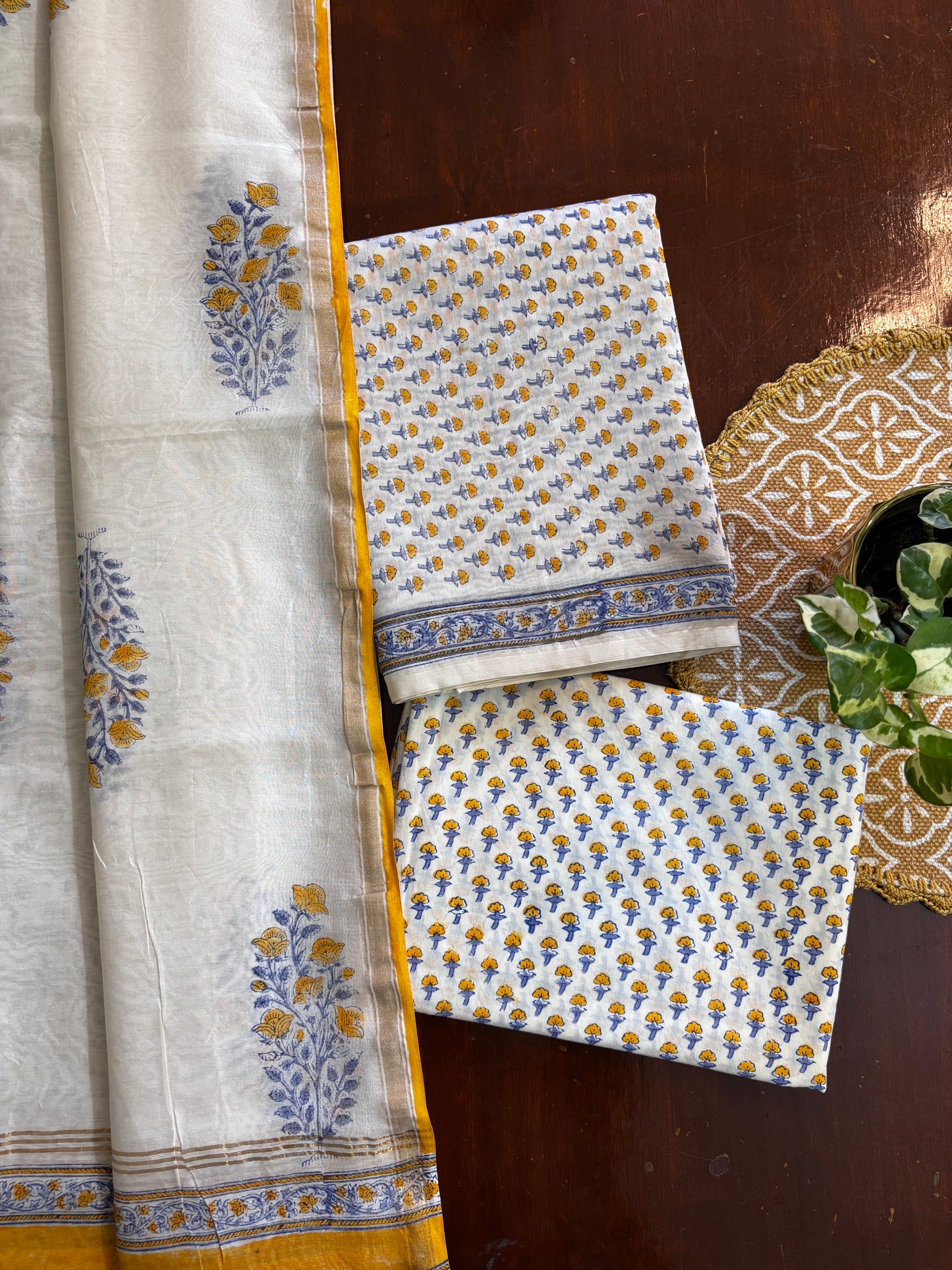 Yellow Flower Chanderi Suit