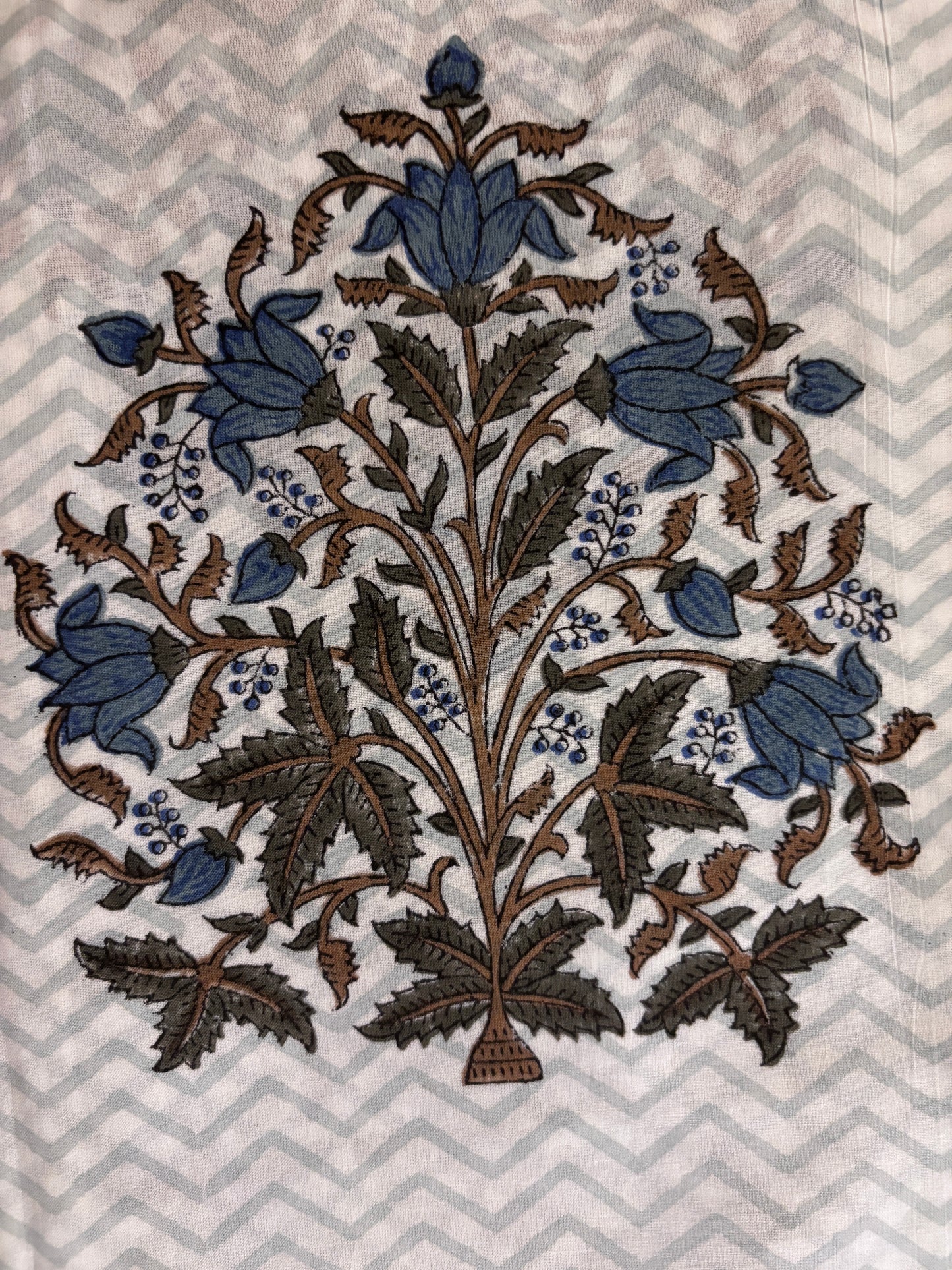 Blue Brown Handblocked Suit
