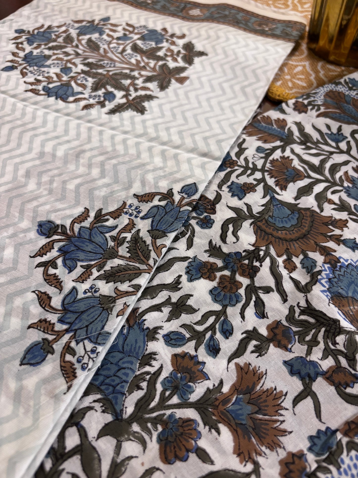 Blue Brown Handblocked Suit