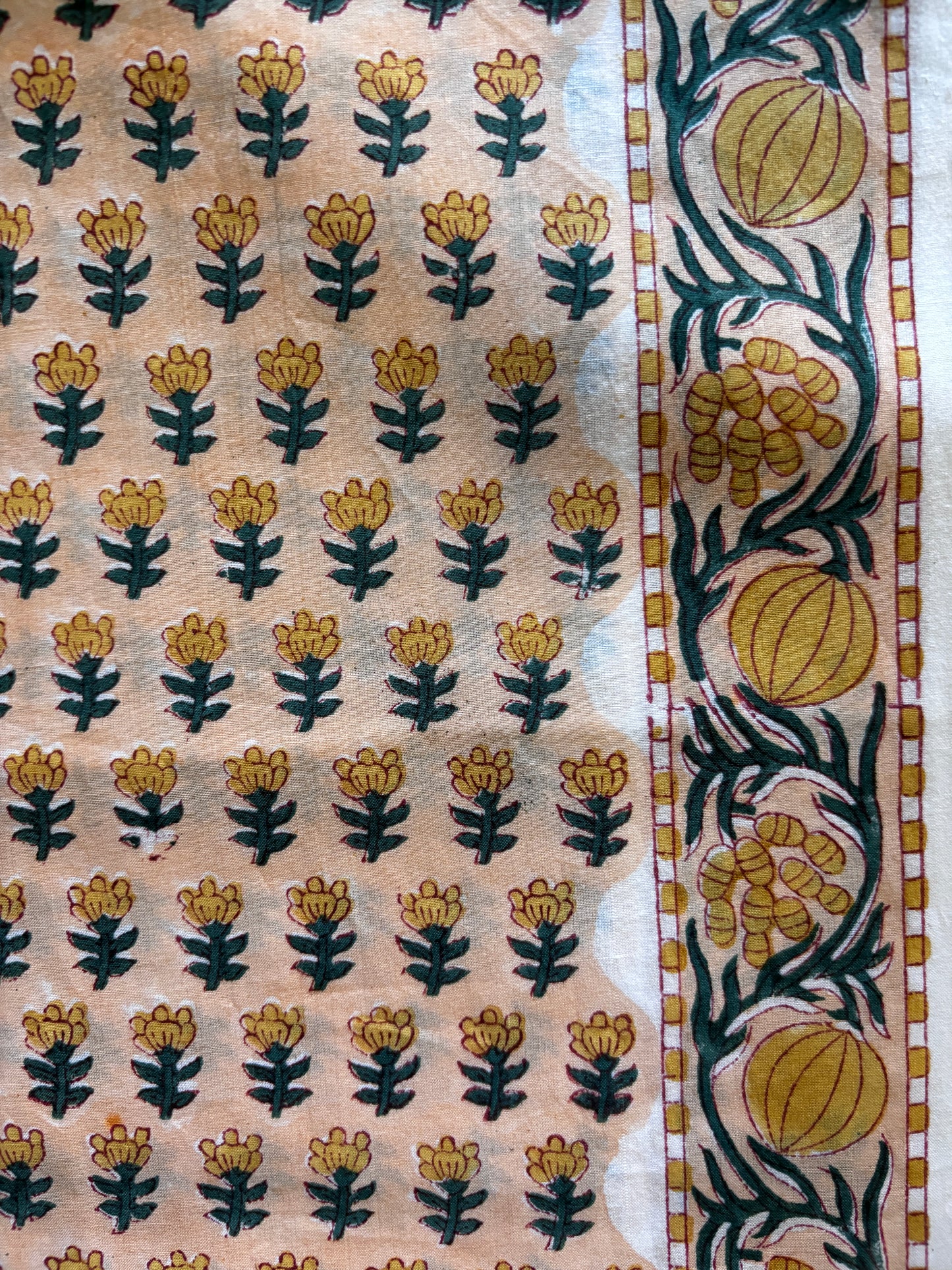 Peach & Yellow Handblocked Suit