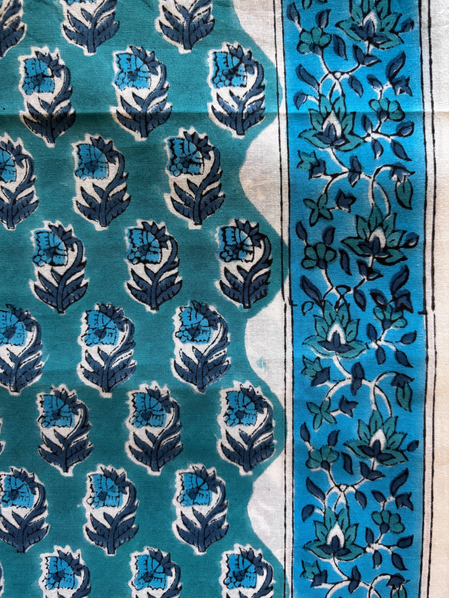 Deep Blue Green Handblocked Suit