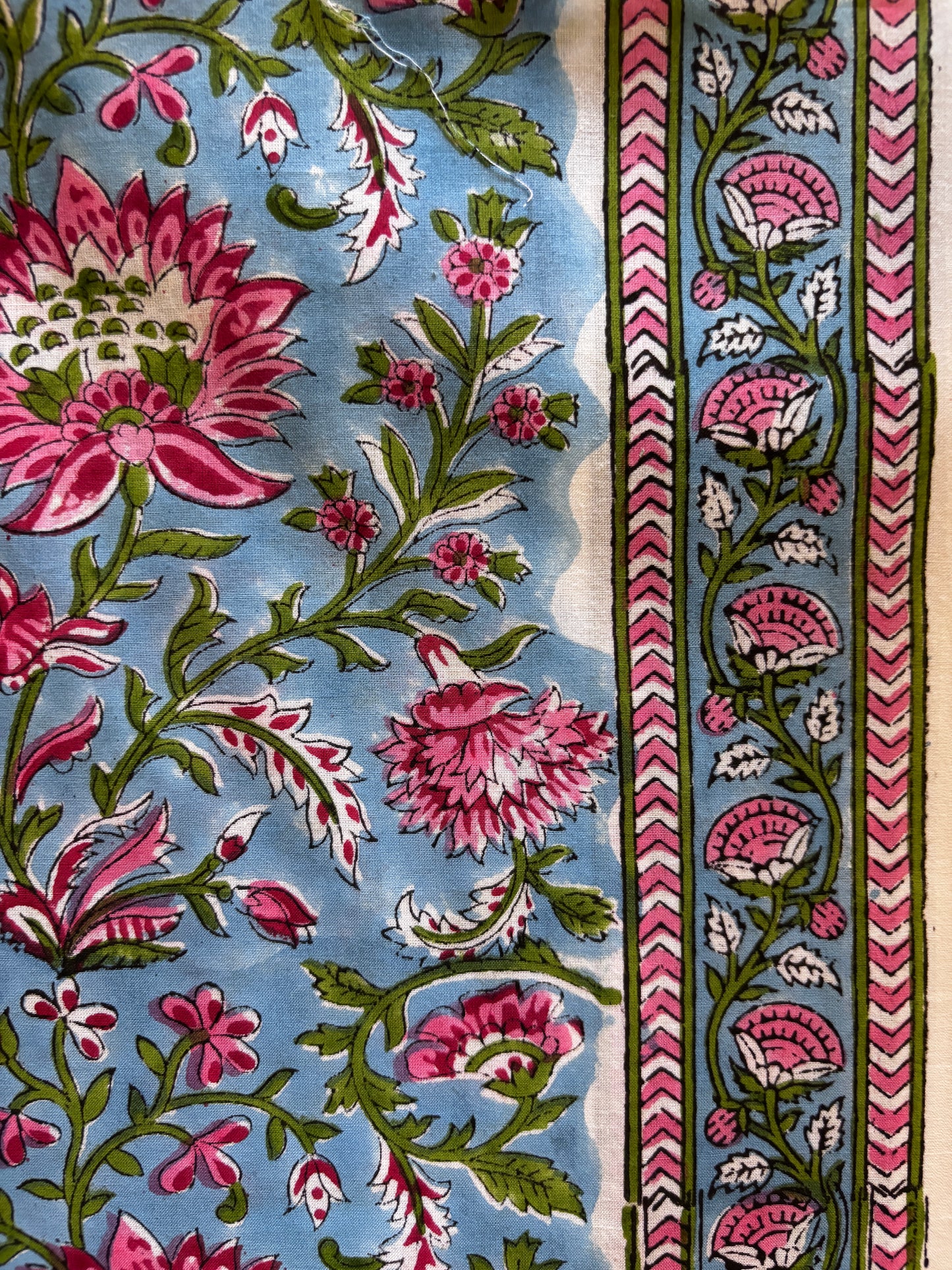 Blue Pink Handblocked Suit