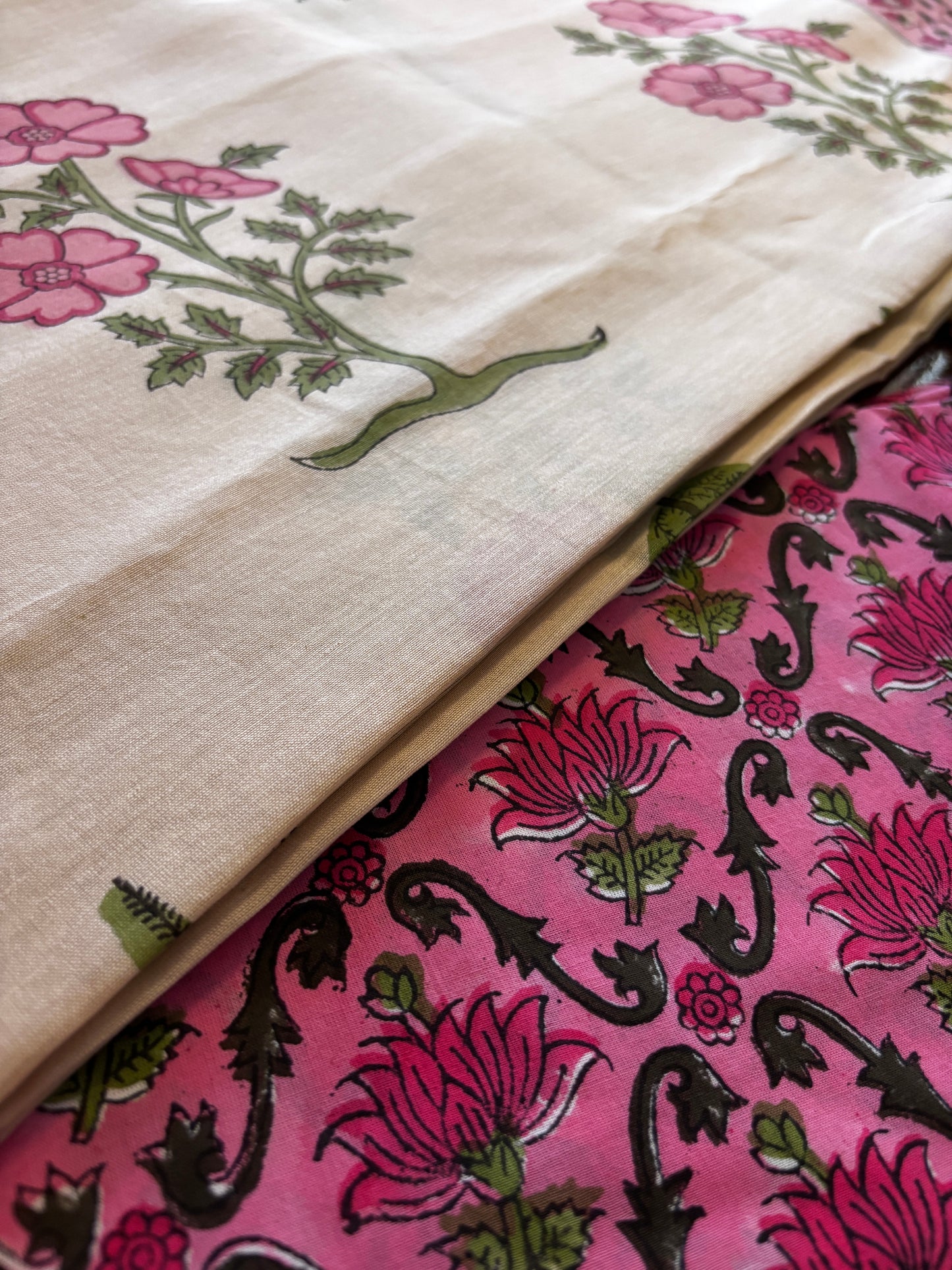 Beige & Pink Chanderi Suit