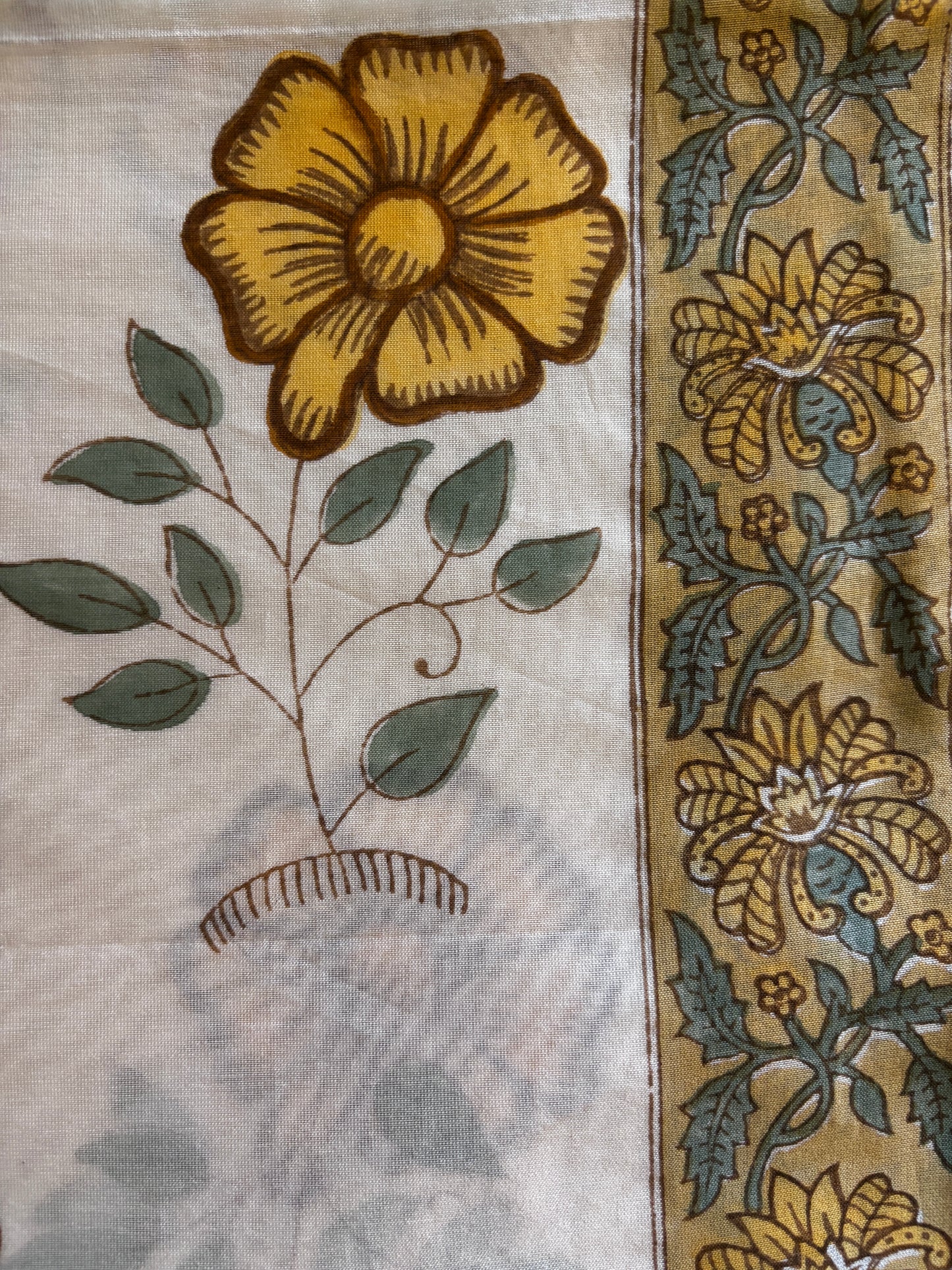Yellow flower Chanderi Suit