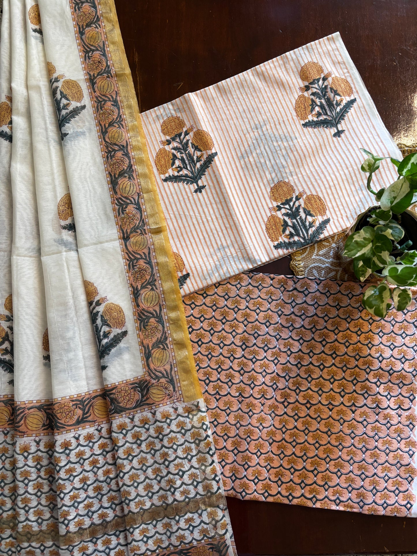Orange & Yellow Chanderi Suit