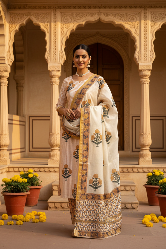 Orange & Yellow Chanderi Suit